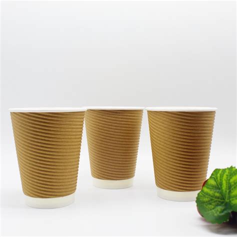 Kraft Triple Walled Disposable Paper Ripple Cups China Tripple Coffee