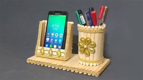 Easy Pen Stand And Mobile Phone Holder With Popsicle Stick Ice Cream
