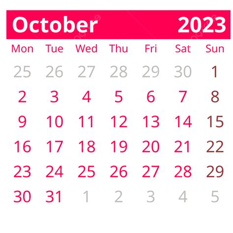 October 2023 Calendar Printable Pdf Templates Free Download 41 Off