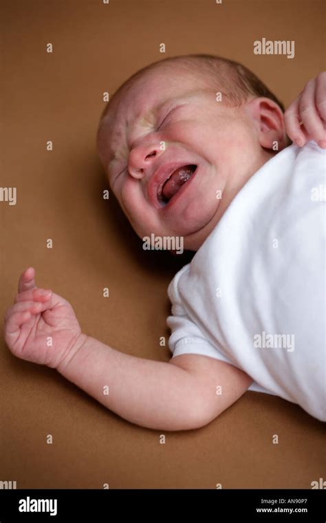 New Born Baby Crying Stock Photo Alamy