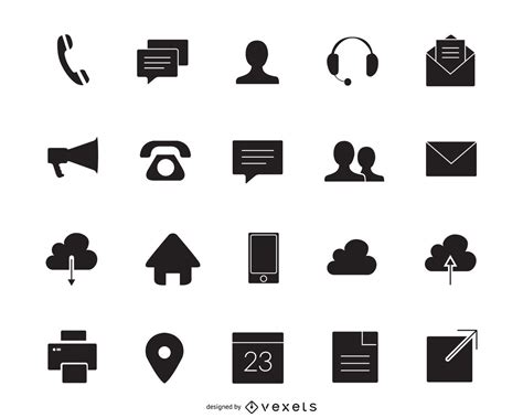 Contact Icons Silhouette Set Vector Download