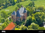 Aerial view, house Nehlen, in Lippetal in Berwicke, castle-style lip ...