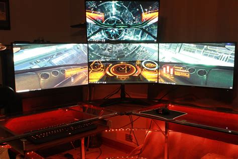 My New Quad 27 Monitor Setup The Cockpit Pc Gaming Desk Pc Desk