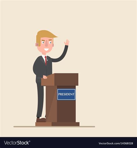 President Stands On The Podium Forty Five Vector Image