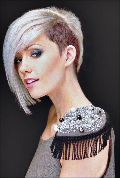 Womens Short Hairstyle And Shaved On The One Side Wavy Haircut