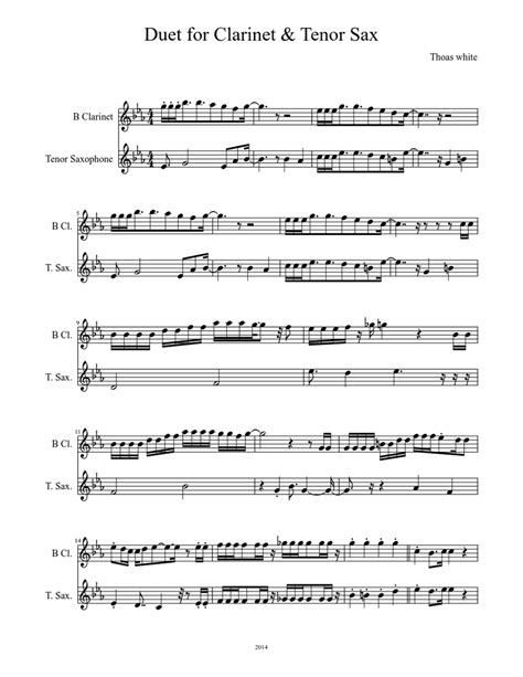 Tenor And Clarinet Duet Sheet Music For Clarinet Tenor Saxophone