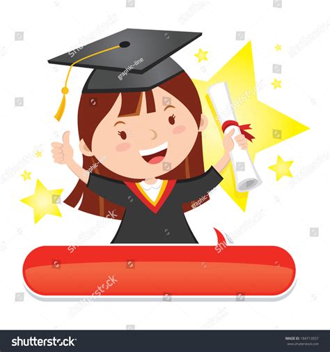 Happy Graduate Girl Vector Illustration Star Stock Vector Royalty Free