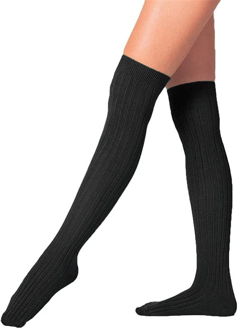 American Apparel Womens Ribbed Modal Over The Knee Sock Size Os Black