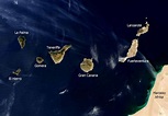 Image satellite légendée des îles Canaries. | Canaries, Iles canaries, Ile