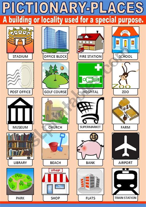 Places Pictionary Esl Worksheet By Photogio