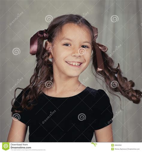 Portrait Of Beautiful Girl With Curly Hair Stock Photo Image Of Hair