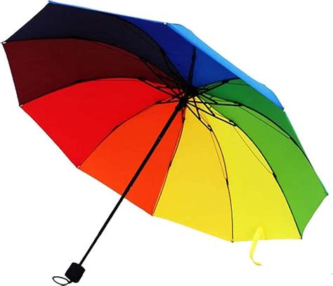 10 Ribs Rainbow Umbrella Portable Folding Travel Collapsible Windproof