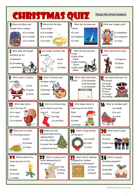 One Click Print Document Christmas Quiz Christmas Picture Quiz