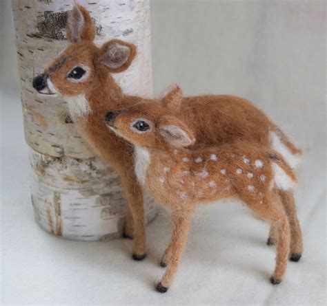 Needle Felted Deer Fawn White Tailed Wool Etsy