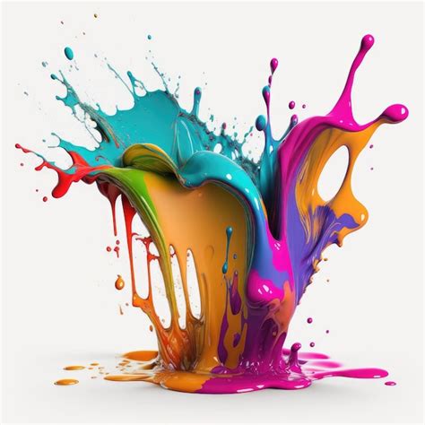 Premium Photo Splashes Of Liquid Multicolored Paint Generative Ai