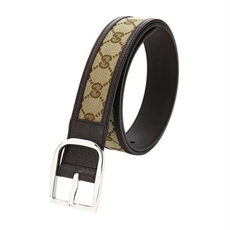 Gucci Original Gg Logo Belt Canvas Brown Leather Unisex 449716 Size 36