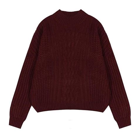 Itgirl Shop Front Braid Knit Long Sleeve O Neck Autumn