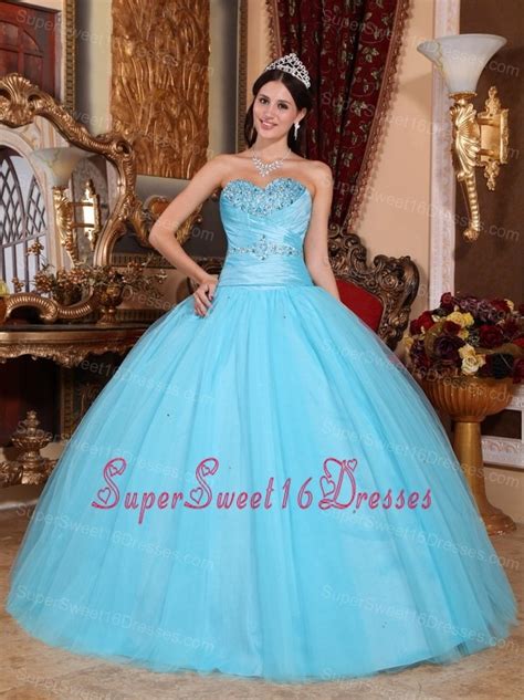 Tulle And Taffeta Beading And Ruch Sweet 16 Dress Baby Blue Sweetheart