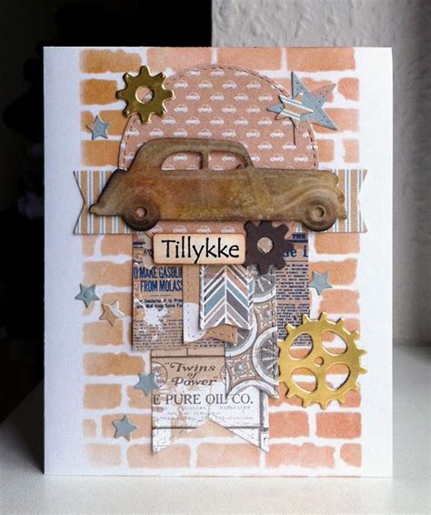 Card With Car And Gears Masculine Birthday Card For Men Marianne