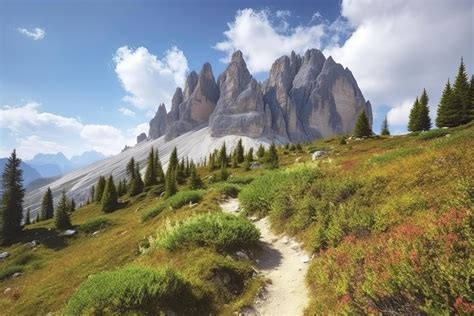 Famous Italian National Park Tre Cime Di Lavaredo Dolomites South