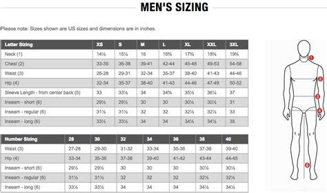 North Face Sizing Chart Men