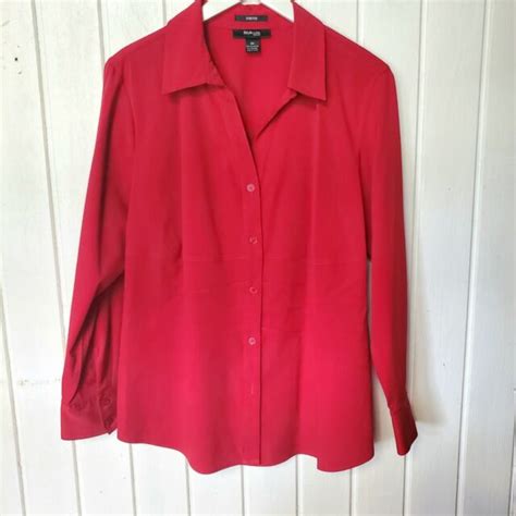 Style And Co Woman Plus Size 16w Red Stretch Blouse Ebay