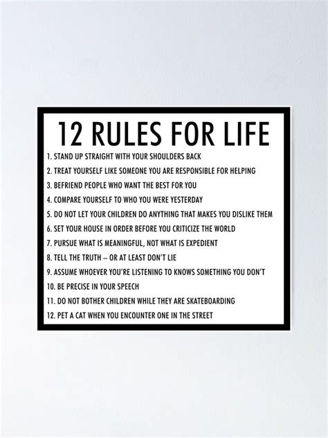 12 Rules For Life Jordan Peterson Version 1 Poster By Arch0wl Life