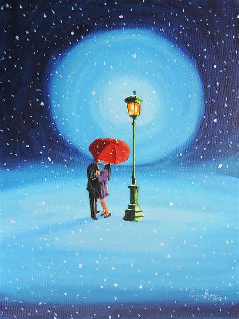 Couple With A Red Umbrella Painting By Gordon Bruce Fine Art America
