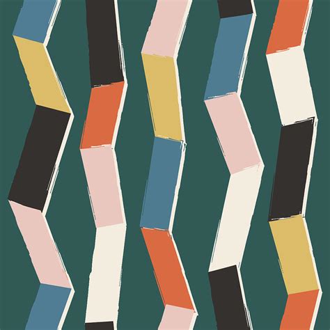 Abstract Zig Zag Seamless Pattern Hand Painted Irregular Shapes