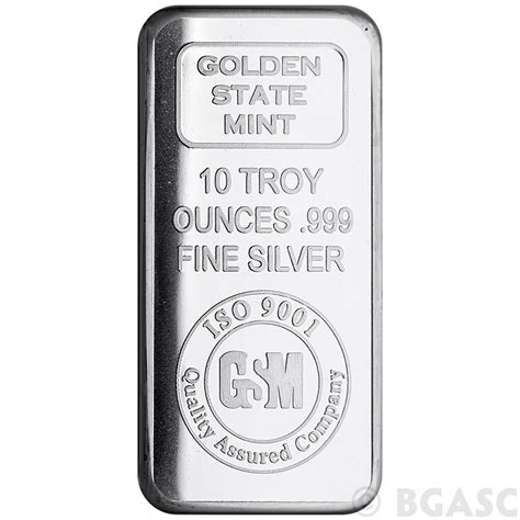 Buy 10 Oz Silver Bars Gsm Golden State Mint 999 Fine Bullion Ingot