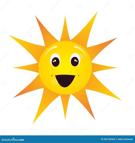 Sol Radiante Feliz Y Sonriente Ilustración Del Vector Ilustración De Amarillo Cielo 252148168
