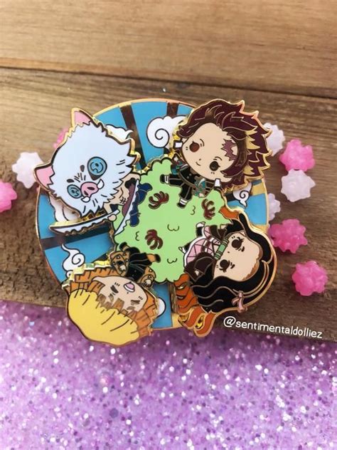 Demon Slayer Kimetsu No Yaiba Hard Enamel Pins Kawaii Anime Etsy