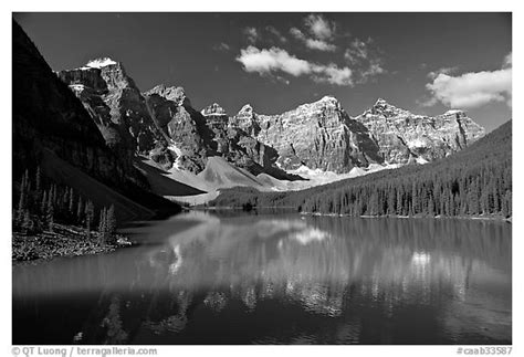 Black And White Picturephoto Moraine Lake Reflecting The Wenkchemna
