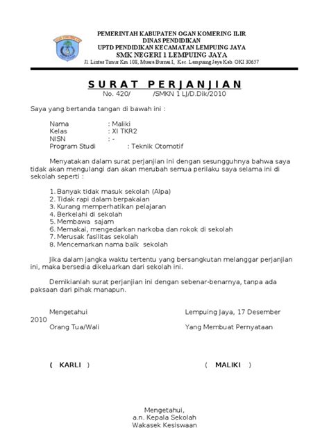 SURAT PERJANJIAN