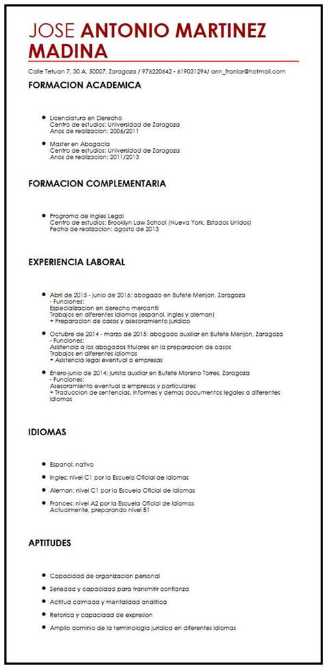 Ejemplo De Curriculum Vitae En Ingles Y Español Opciones De Ejemplo