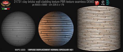 Clay Bricks Wall Cladding Pbr Texture Seamless 21730