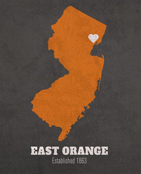 East Orange New Jersey City Map Founded 1863 Princeton University Color