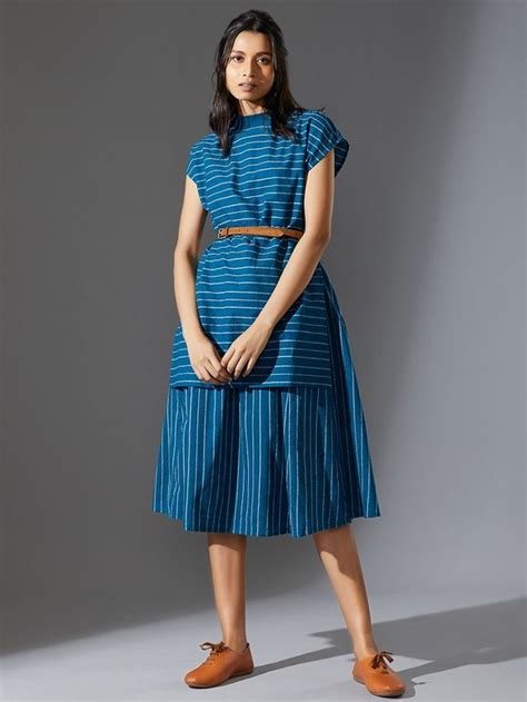 Buy Black Striped Handwoven Cotton Dress Mtstara Awblackmati13 The