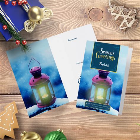 Personalised Lantern Christmas Card Greetings World