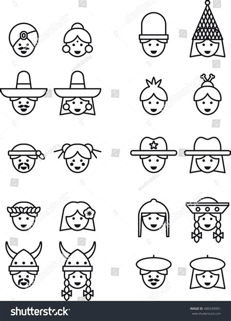 All Black Outline Mexican Hat Over 3 Royalty Free Licensable Stock