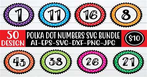 Polka Dot Numbers Svg Bundle Bundle · Creative Fabrica