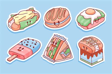 Cute Kawaii Food Sticker 10243108 Vector Art At Vecteezy