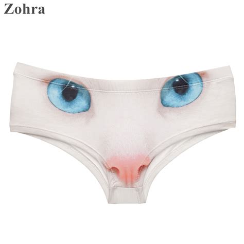 Zohra 2016 Hot Women Underwear Blue Eyes Cat 3d Printing Sexy Panties