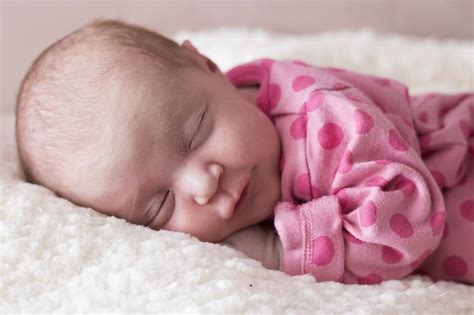 Baby Newborn Sleep Girl Pink Bed Child Childhood Adorable