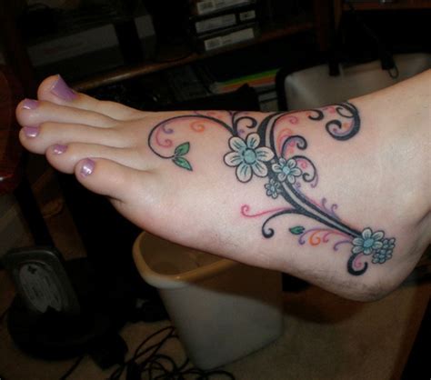 Flower Foot Tattoos For Women