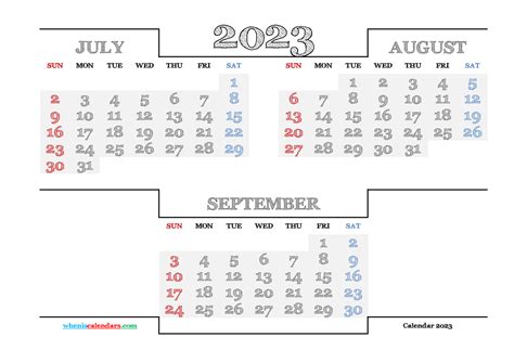 June July August September 2023 Calendar Printable Mobila Bucatarie
