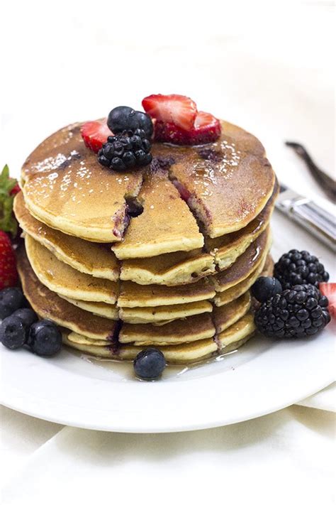 Vanilla Triple Berry Pancakes Naturally Sweetened Pancake Recipe