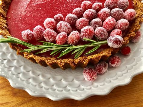 Cranberry Curd Tart With Gingersnap Crust And Sugared Cranberries A