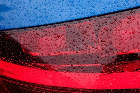 Blue Car Detail Car Headlight Vehicle Lighting Source Stock Photo