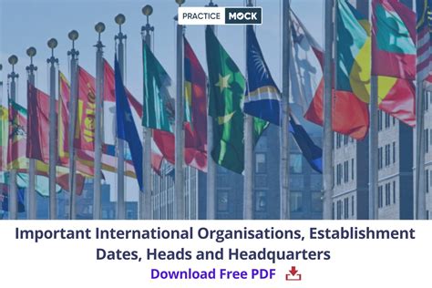 Important International Organisations Establishment Dates Heads And